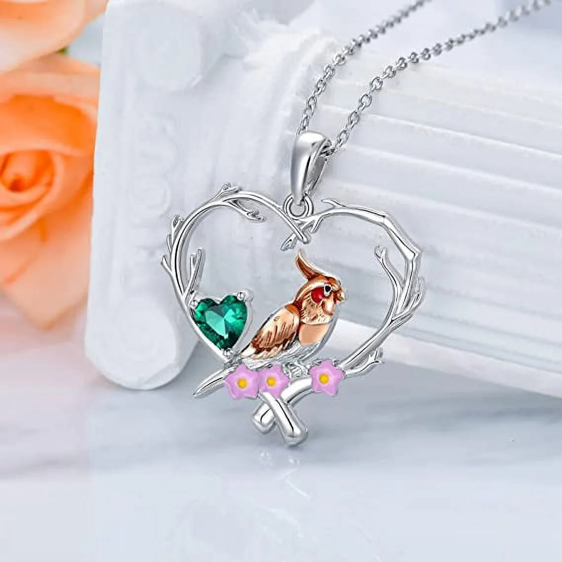 Christmas Robin Bird Pendant Necklace – 925 Sterling Silver Cute Bird Jewelry Gift for Women, Friends &amp; Moms