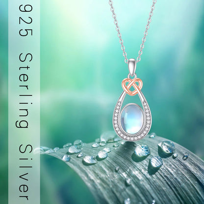 Moonstone Teardrop Necklace – 925 Sterling Silver Pendant for Women, Mom, Daughter, Niece, Wife – Birthday Jewelry Gift