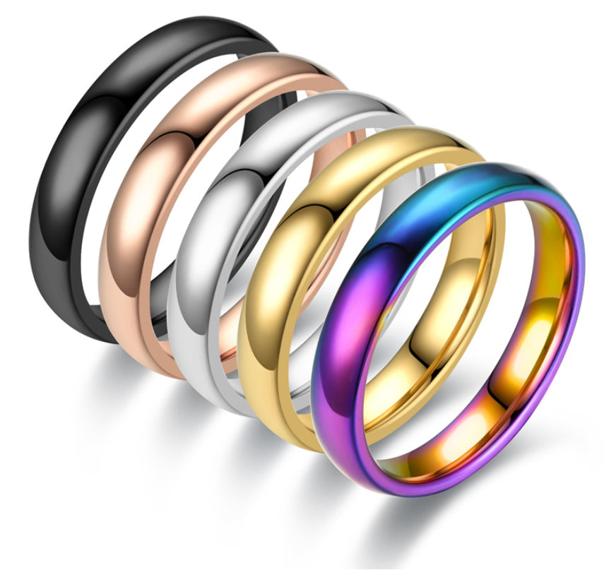4MM Silver/Gold Plated Stainless Steel Wedding Band Ring – Unisex Sizes 3-13