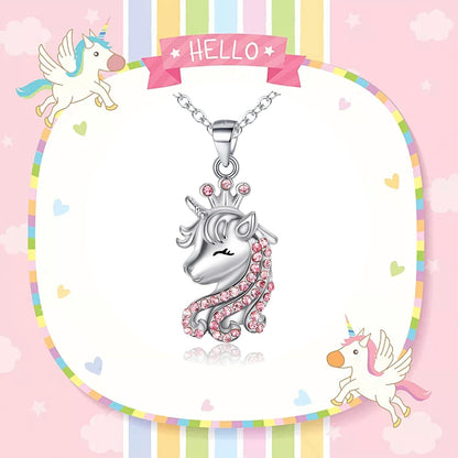 CZ Crown Unicorn Pendant | Sparkling Christmas Jewelry Gifts | Birthday Gift for Daughter or Granddaughter