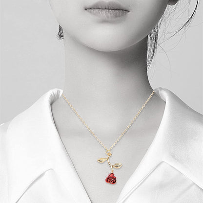 Gold Rose Pendant Necklace for Women – Trendy Aesthetic Preppy Jewelry for Teens &amp; Women