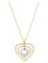 10K Tri-Tone Gold Triple Open Heart Pendant Necklace, 18"