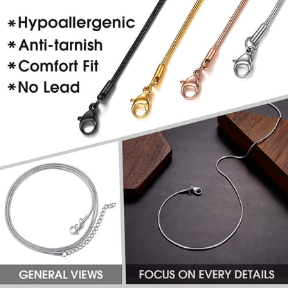 1.0mm Thin Stainless Steel Snake Chain Necklace – Silver Tone, Lobster Clasp, 18&quot;–30&quot; Unisex Jewelry Gift for Men &amp; Women