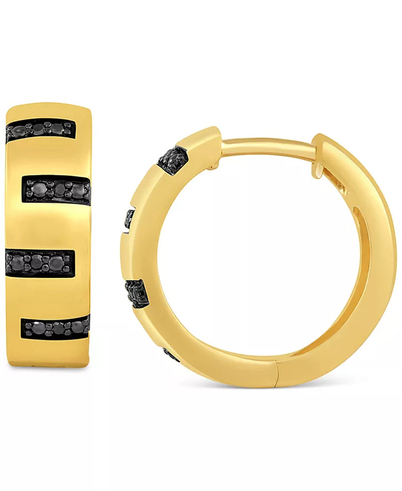 Men’s Diamond Zigzag Small Hoop Earrings (1/20 Ct. T.W.), 15mm – Also Available in Black Diamond
