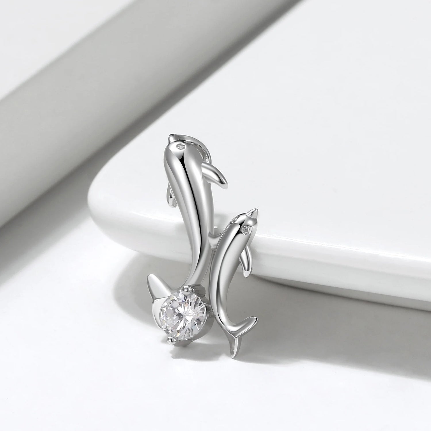 Ginger Lyne Dolphins Pendant Necklace for Women – Sterling Silver with Cubic Zirconia