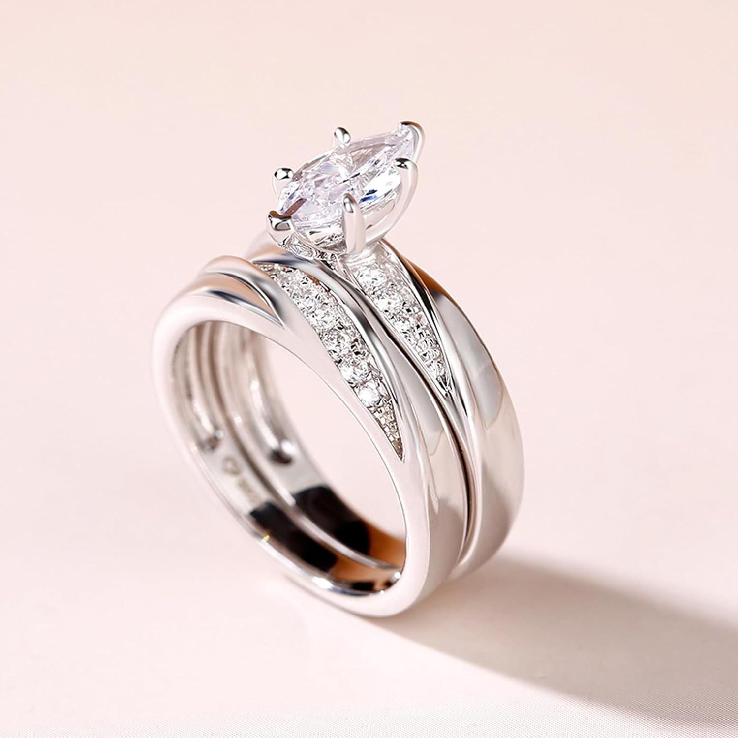 Bridal Wedding &amp; Engagement Ring Set for Women – 925 Sterling Silver with 1.6Ct Center Stone + 0.32Ct Side Accents