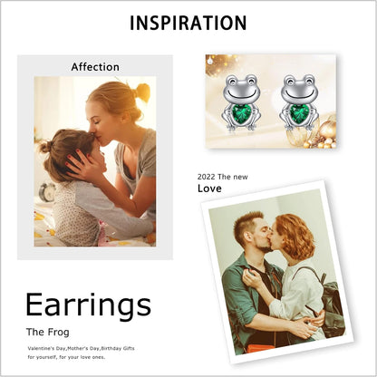 Cute Animal Stud Earrings – Sterling Silver Frog, Jewelry Gift for Women