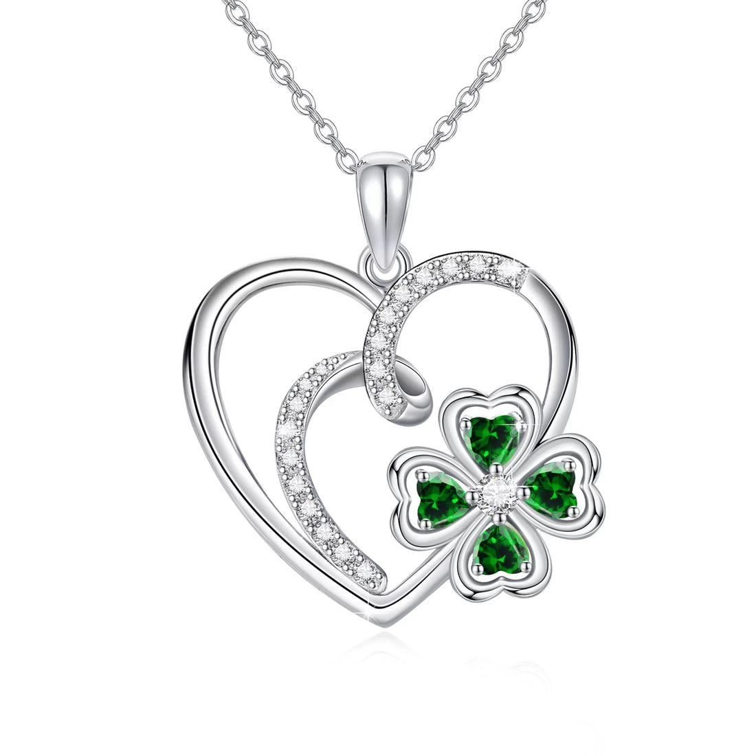925 Sterling Silver Heart Necklace for Women – 4 Leaf Clover Pendant Jewelry Gift for Mom, Daughter, or Wife – Mother’s Day, Birthday, or Anniversary