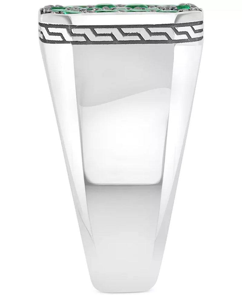 EFFY® Men’s Emerald Cluster Ring – 3/4 Ct. T.W., Sterling Silver