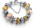 Silver Tone Charm Bracelet with Crystal & Murano Glass Beads – Elegant Snake Chain Bracelet for Women | Gift Box Included