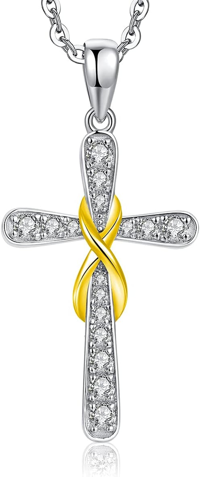 Infinity Cross Necklace for Women &amp; Men – Sterling Silver Tone Religious Pendant – Christian Faith Jewelry Gift