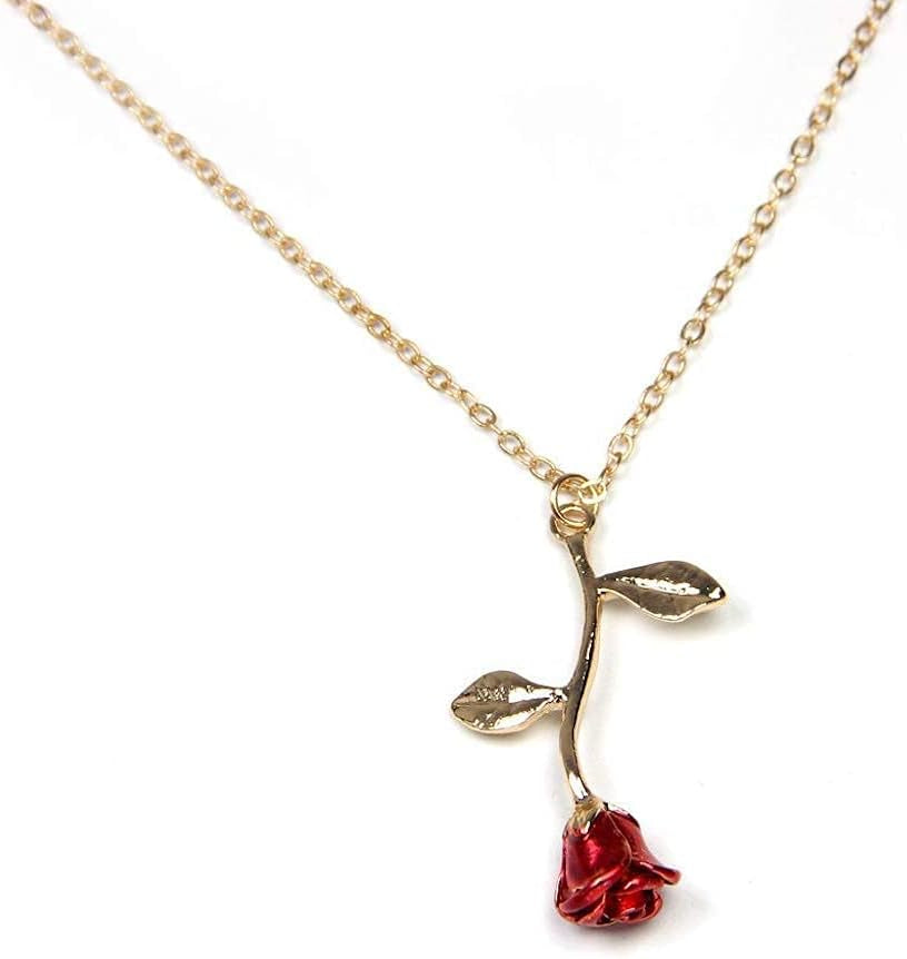Gold Rose Pendant Necklace for Women – Trendy Aesthetic Preppy Jewelry for Teens &amp; Women