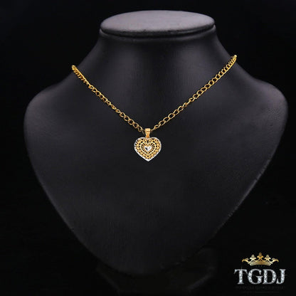 14K Two-Tone Gold Heart Charm Pendant – Real Gold Elegance
