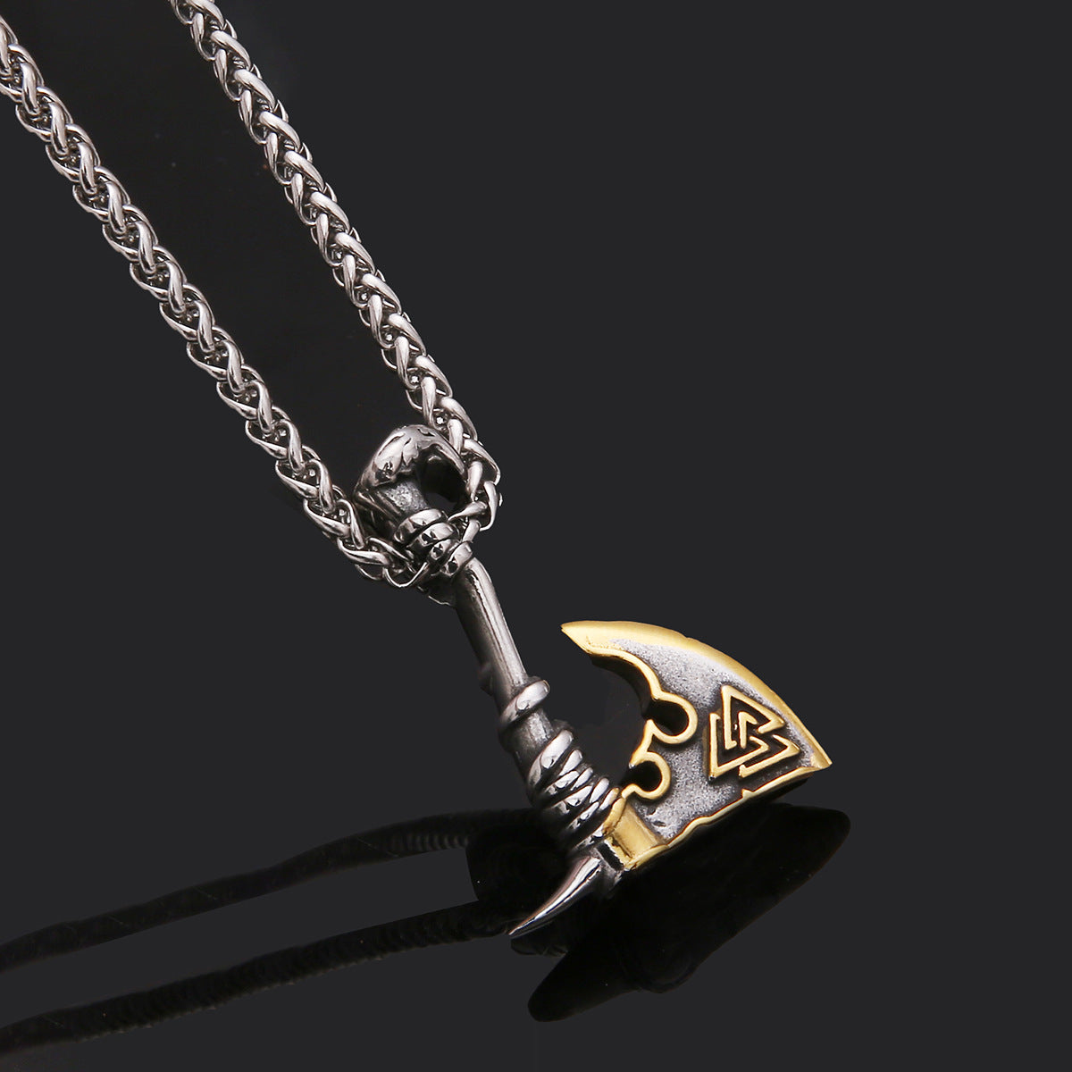 Men’s Stainless Steel Axe Pendant Necklace – Titanium Steel Orchid Chain Jewelry