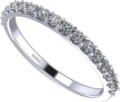 Wedding Band with Cubic Zirconia – 925 Sterling Silver, 10K &amp; 14K Gold Half Eternity Stackable Anniversary Ring, Sizes 4-12