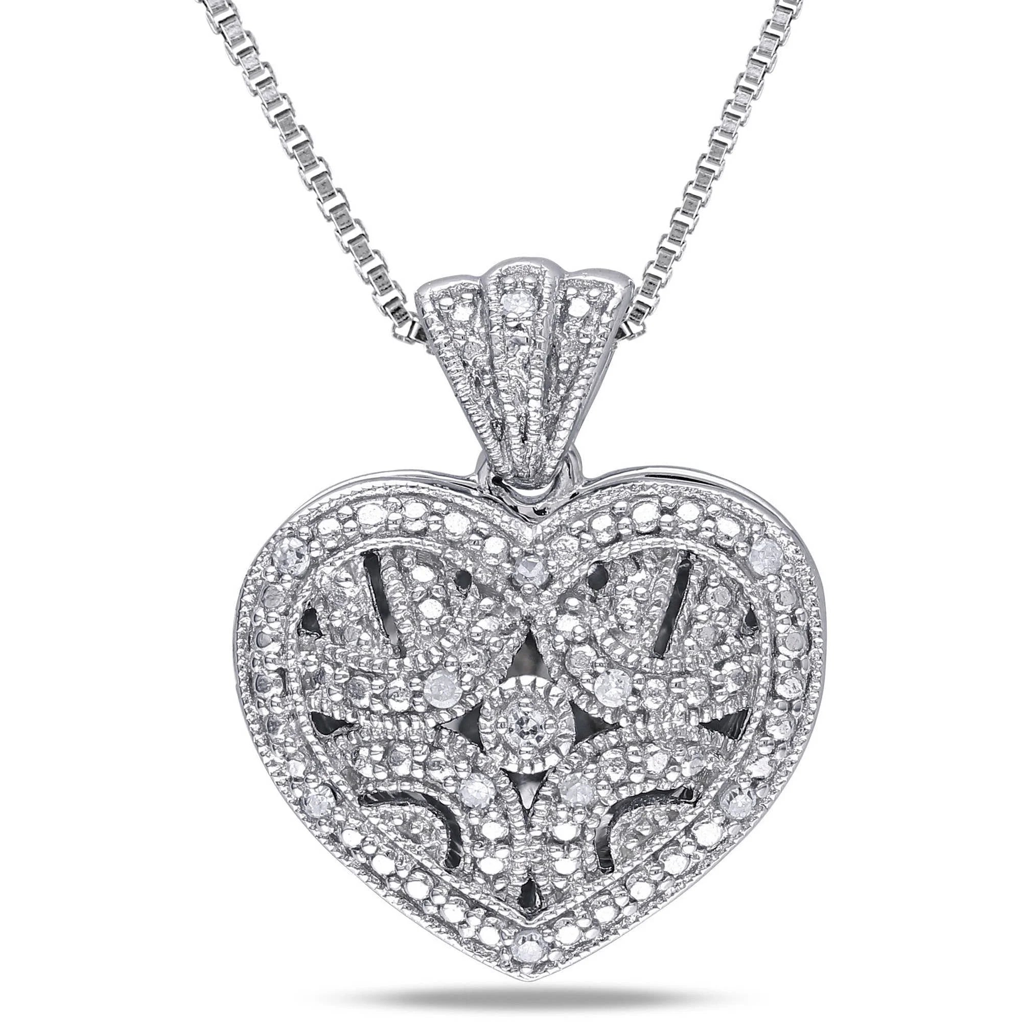 Women’s Diamond Sterling Silver Necklace – Elegant Sparkling Pendant Jewelry