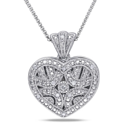 Women’s Diamond Sterling Silver Necklace – Elegant Sparkling Pendant Jewelry