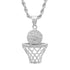 Men’s 18K Silver Plated Stainless Steel Basketball Hoop Pendant Necklace