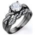 1.25 Carat Round Cut Moissanite Wedding Set – Infinity Bridal & Promise Ring in 18K Black Gold Plating