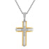 ✝️ Men’s 1/5 Ctw Lab-Grown Diamond Cross Pendant Necklace – Two-Tone Stainless Steel