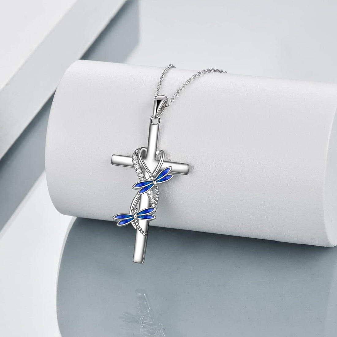 Cross Necklace for Women 925 Sterling Silver Cross Pendant Necklace Animal Jewelry Christmas Gifts for Women Mother Grandma