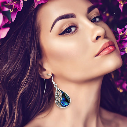 Abalone Shell Earrings for Women – Boho Beach Style in 925 Sterling Silver