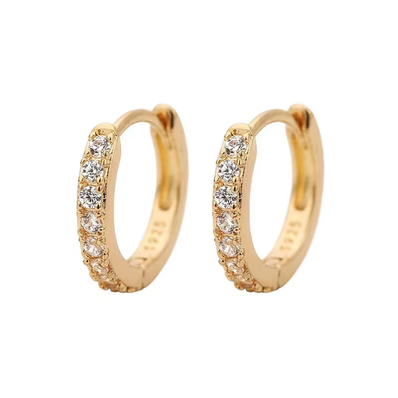 Lumière Mini Crystal Hoop Earrings – Sleek Shine with Subtle Sparkle, Elegant Everyday Jewelry