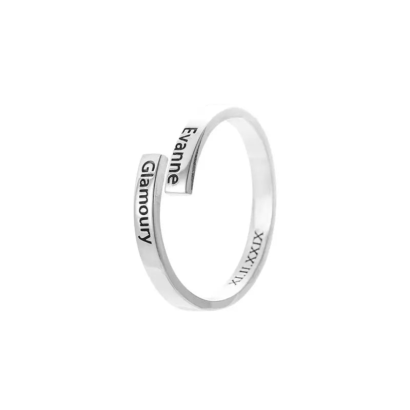 Full Silver 2-Name Ring – Personalized Sterling Silver Ring with Custom Engraving | Gift-Ready in Silver, Gold, or Rose Gold