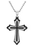 Men’s Stainless Steel Fleur De Lis Cross Pendant Necklace – Two-Tone Gold & Silver Christian Chain Jewelry