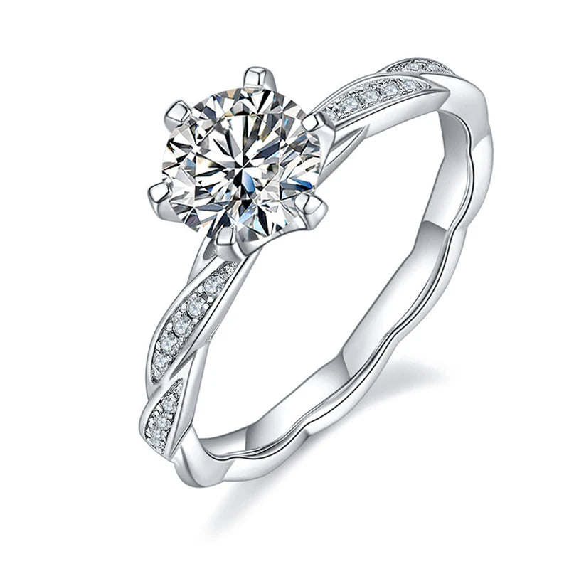 6.5mm 1.0Ct Pink, Blue, or Yellow Moissanite Ring – 925 Sterling Silver Wedding &amp; Engagement Ring for Women