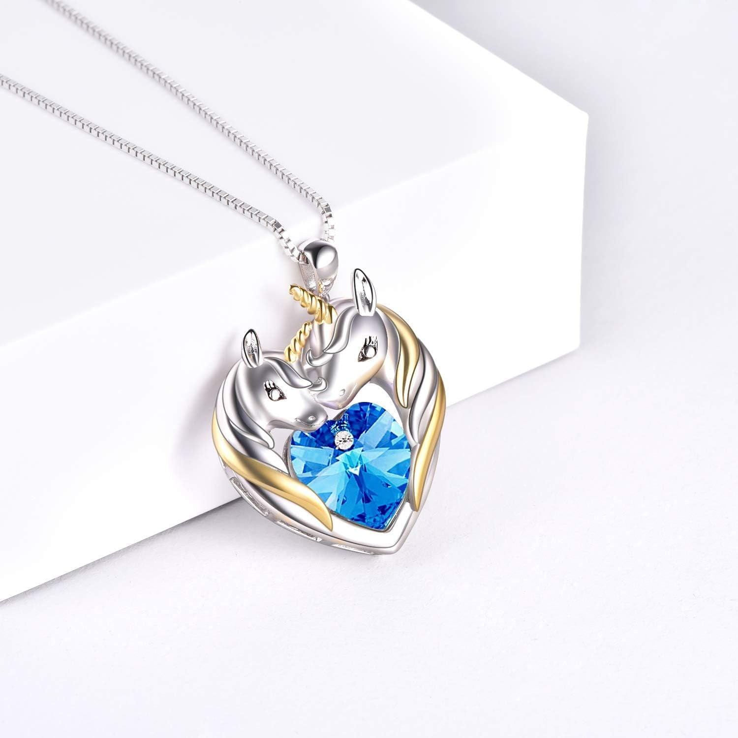 Sterling Silver Animal Crystal Necklaces – Wolf, Dragon, Narwhal, Unicorn &amp; Fox Jewelry Gift for Women