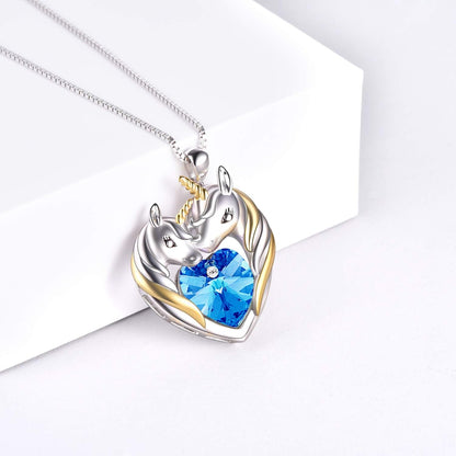 Sterling Silver Animal Crystal Necklaces – Wolf, Dragon, Narwhal, Unicorn &amp; Fox Jewelry Gift for Women