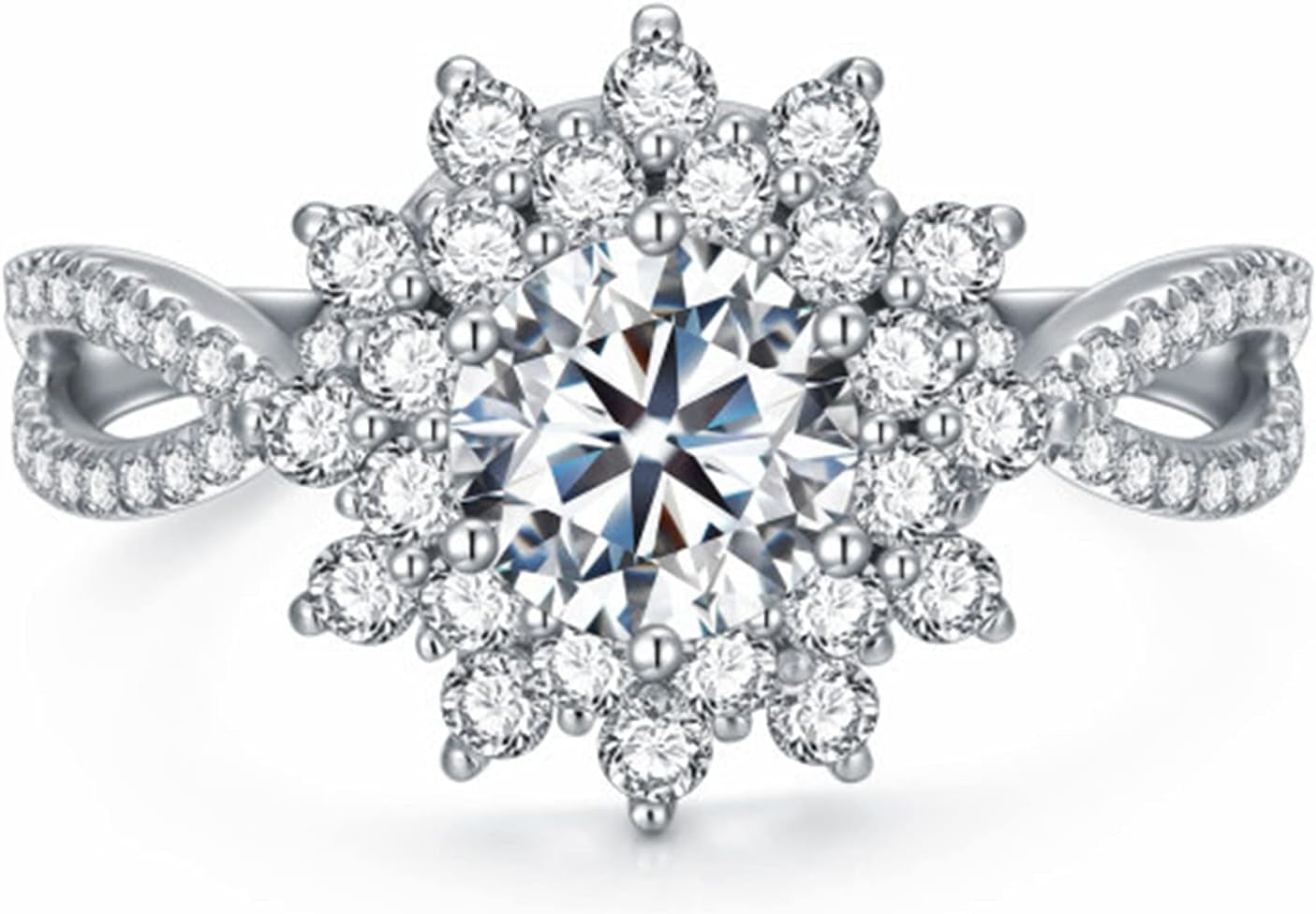 Flower Engagement Ring for Women – 1 Carat (CTW) Moissanite in 925 Sterling Silver | Wedding, Anniversary &amp; Promise Ring