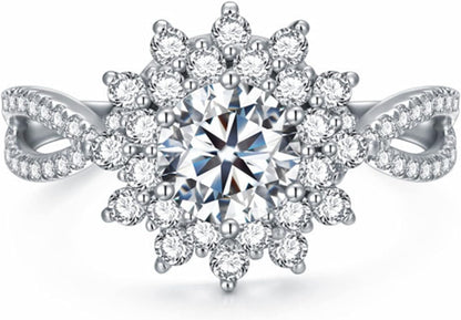 Flower Engagement Ring for Women – 1 Carat (CTW) Moissanite in 925 Sterling Silver | Wedding, Anniversary &amp; Promise Ring