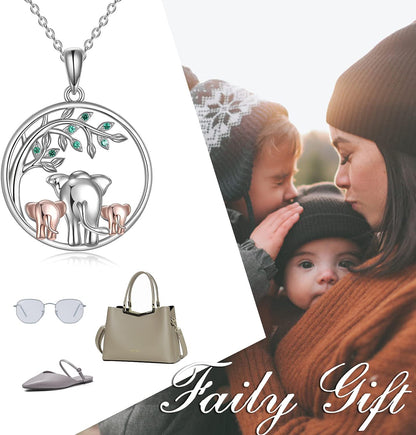 Elephant Tree of Life Pendant Necklace – Sterling Silver for Women