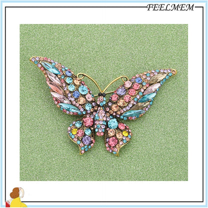 💎 Crystal Rhinestone Butterfly Brooch Pin – Blue Elegant Butterfly Brooch for Women | Wedding, Banquet &amp; Birthday Party Jewelry Accessory