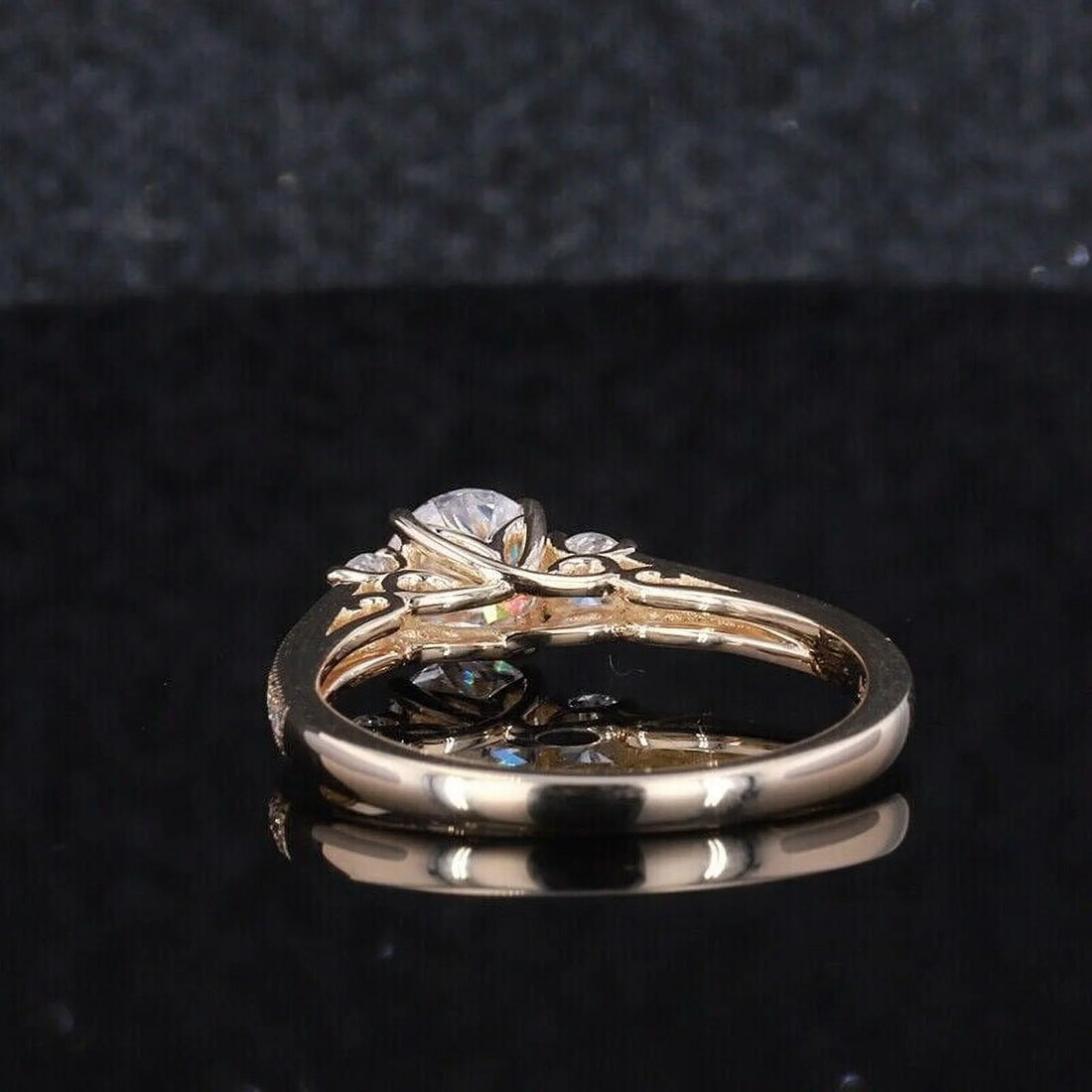 1.75 Ct Cushion Cut Moissanite Engagement &amp; Wedding Ring – 14K Yellow Gold Plated