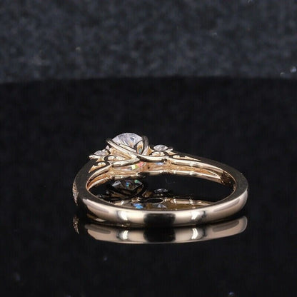 1.75 Ct Cushion Cut Moissanite Engagement &amp; Wedding Ring – 14K Yellow Gold Plated