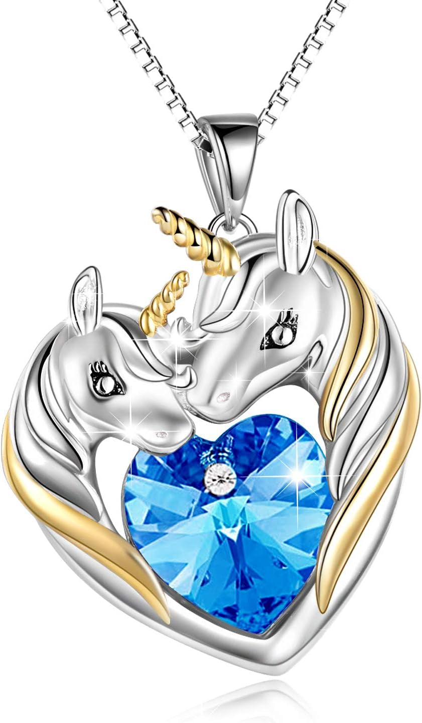 Sterling Silver Animal Crystal Necklaces – Wolf, Dragon, Narwhal, Unicorn &amp; Fox Jewelry Gift for Women