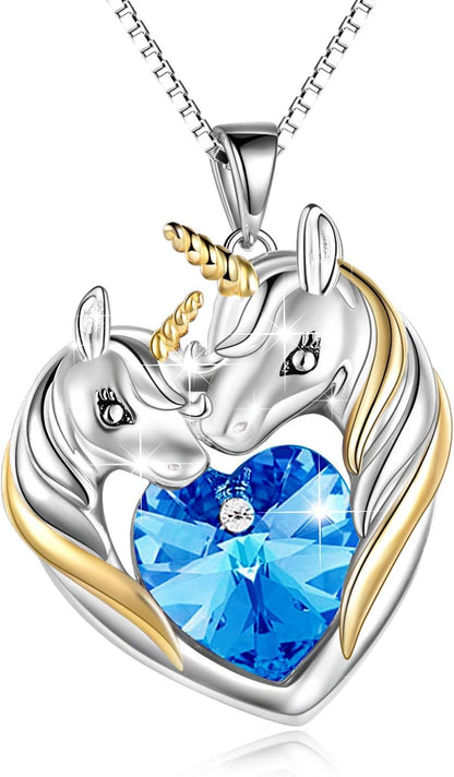 Sterling Silver Animal Crystal Necklaces – Wolf, Dragon, Narwhal, Unicorn &amp; Fox Jewelry Gift for Women