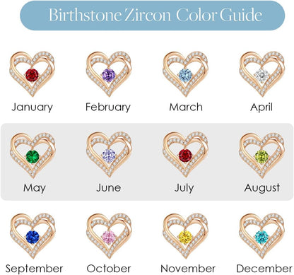💖 Forever Love Heart Stud Earrings for Women – 925 Sterling Silver Birthstone Earrings | Romantic Jewelry Gift for Wife, Mom, or Her