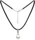 Sterling Silver Pearl Choker Necklace with Faux Leather Cord – Jewelry Gift for Women, 14+2"