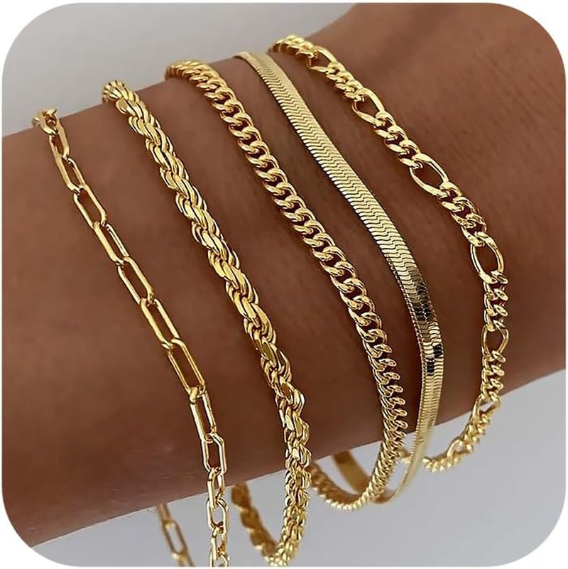 DEARMAY 14K Real Gold Waterproof Bracelets for Women – Elegant Jewelry Set