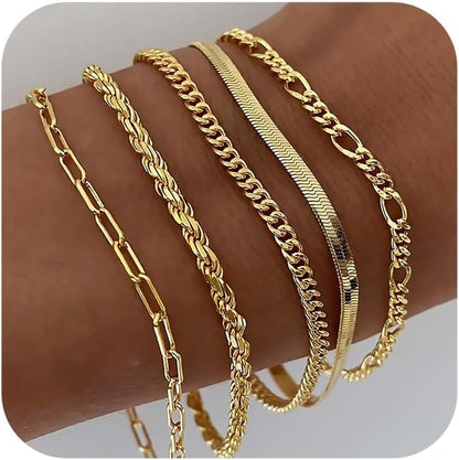 DEARMAY 14K Real Gold Waterproof Bracelets for Women – Elegant Jewelry Set