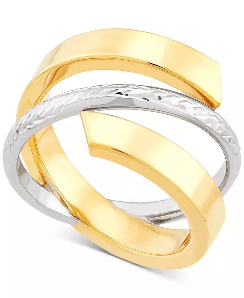 Crisscross Open Style Statement Ring – 10K Two-Tone Gold