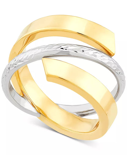 Crisscross Open Style Statement Ring – 10K Two-Tone Gold