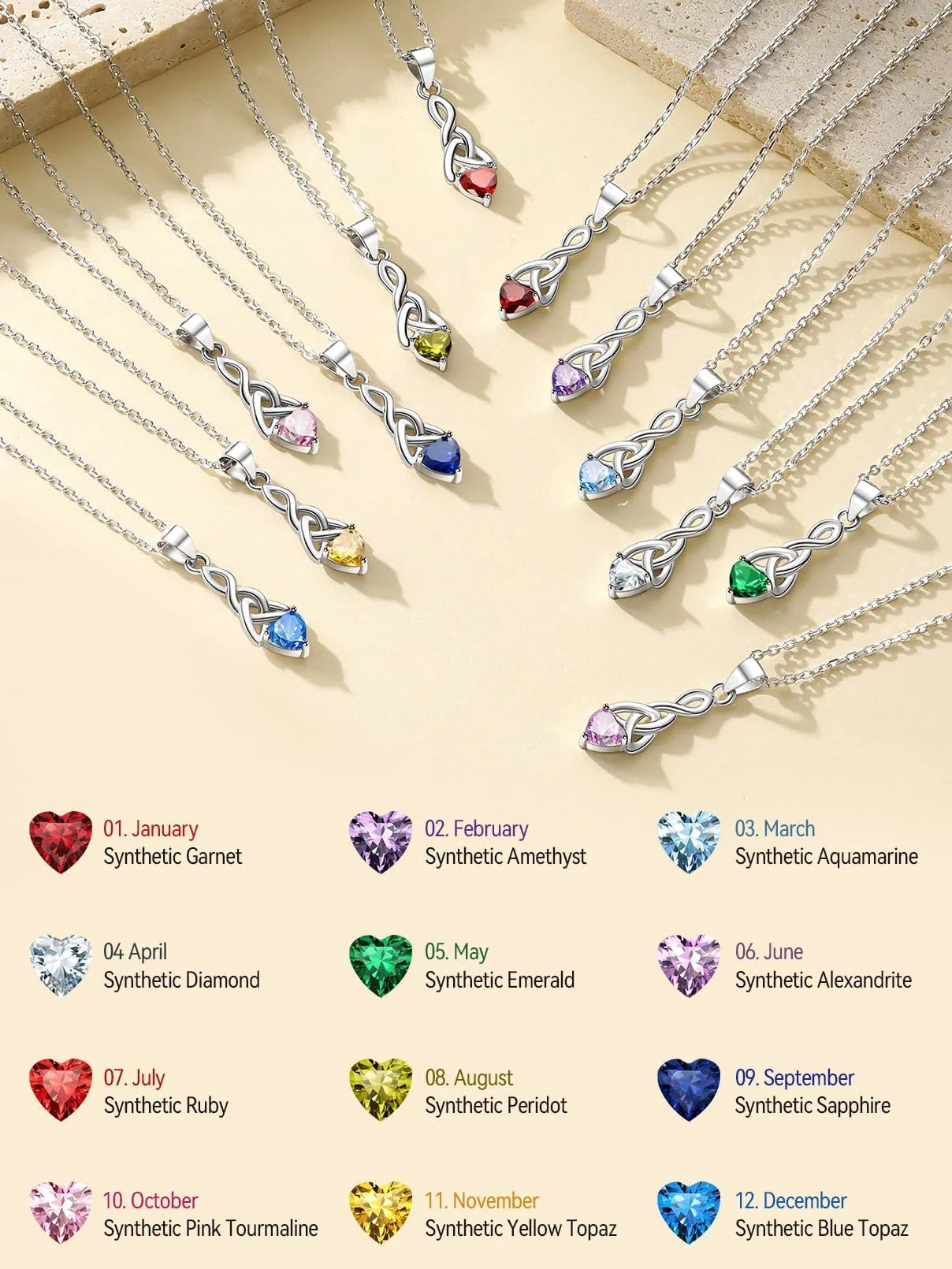 💚 925 Sterling Silver Jewelry Set for Women – May Emerald Birthstone Heart Celtic Knot Necklace &amp; Drop Earrings | Dainty Jewelry Gift for Mom, Daughter, Wife, or Friend