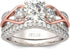 Two-Tone Rose Gold & Sterling Silver Engagement Ring Set – Round Cut Three-Stone Halo Bridal, Promise & Anniversary Rings for Women with Gift Box