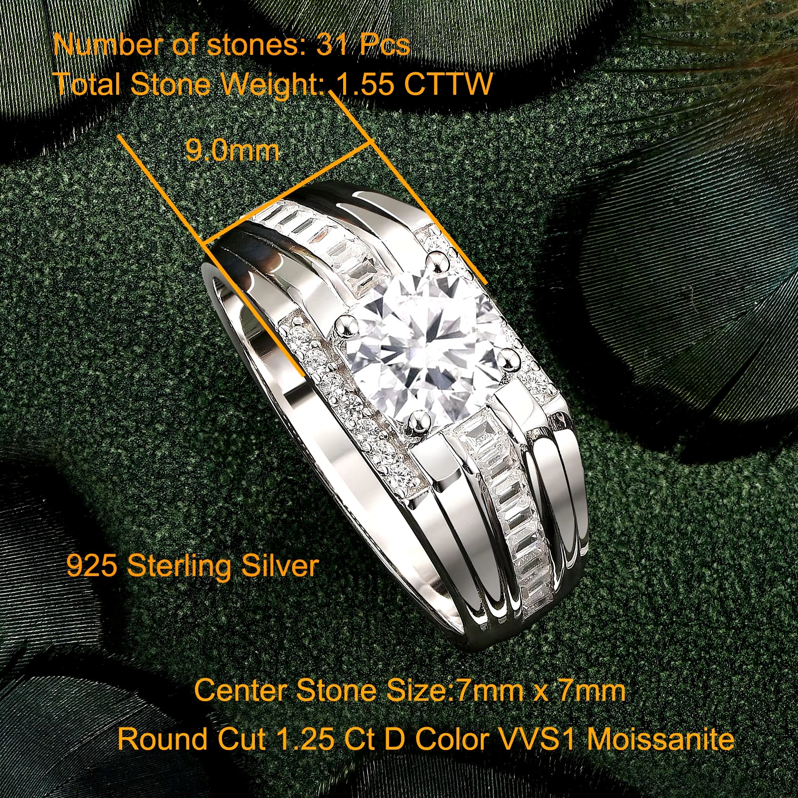 Newshe Genuine 925 Sterling Silver Men&