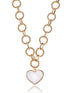 Women’s Gold-Tone Mother of Pearl Heart Statement Necklace – Elegant Jewelry for Women